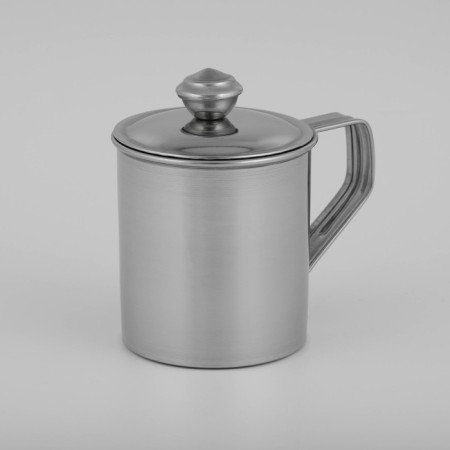 A stainless steel mug of the India, 250 ml, 9.5 × 6.8 × 9 cm, with a lid-1