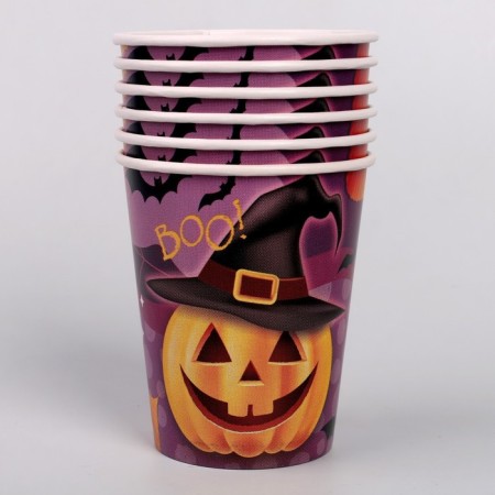 A one -time paper glass “Funny pumpkin”, 250 ml, a set of 6 pcs.-2