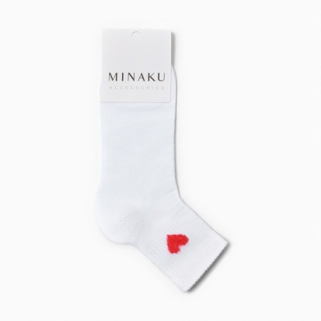 Children's socks "heart" minku, white color, 20-22 cm-2