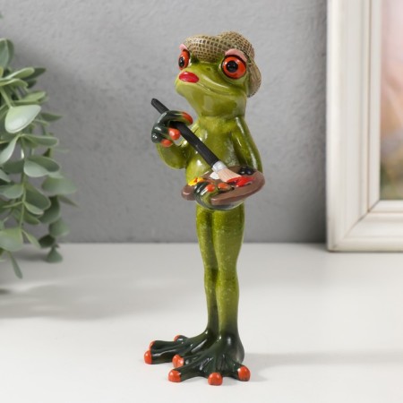 Souvenir Polystone Lac "Frog - Artist" 16.5x7x5.5 cm-3
