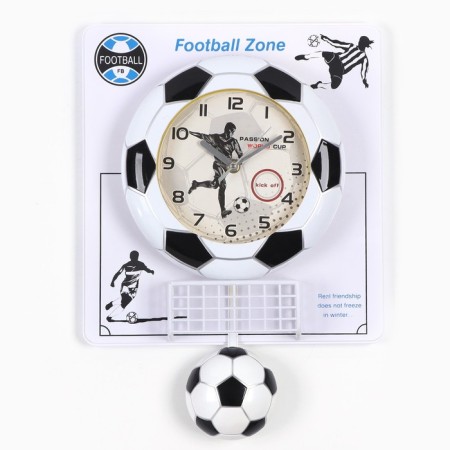 Children's wall clock "Football", discrete move, pendulum, 47 x 32 x 6.5 cm