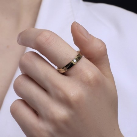 Ring Xuping Glue, white color in gold, size 18-1