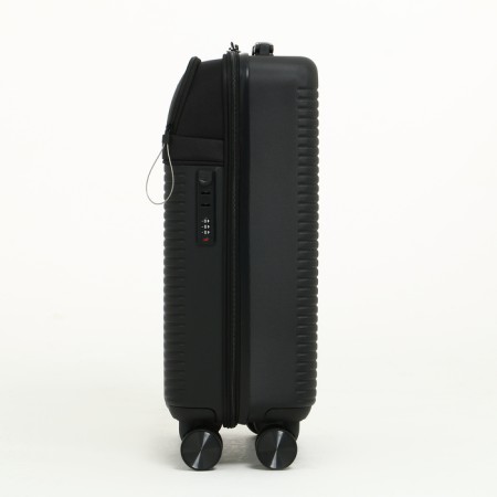 Small suitcase 20 "On a zipper, code lock, 4 wheels, black color-5