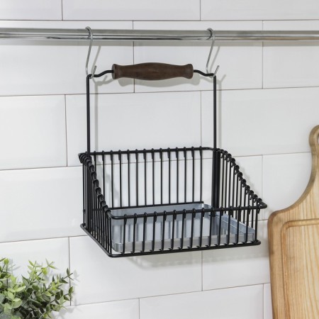 Shelf for the kitchen, for railing, 21 × 11 × 20 cm, black color-2