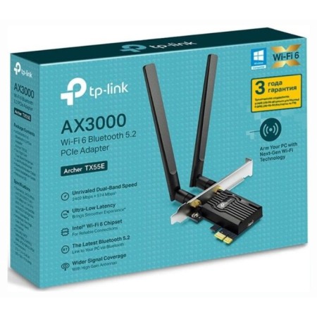 Network adapter Wi-Fi + Bluetooth TP-Link Archer TX55E AX3000 PCI Express (ant.-1