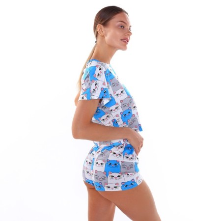Female home set (T -shirt/shorts), blue color, size 46 (m)-4