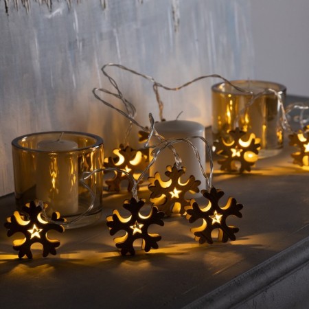 Garland “thread” 2.5 m with nozzles “snowflake”, ip20, transparent thread, 10 LED, warm white glow, AAH2