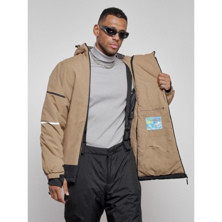Ski costume male winter, size 48, beige color-12
