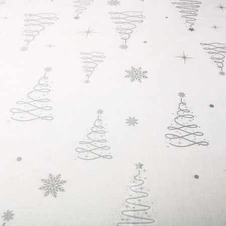 New Year's tablecloth single "Christmas trees", silver 130 x 200 cm, for the New Year-3
