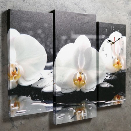 Watch Wall Modular "White Orchids on Stones", 60 × 80 cm-1