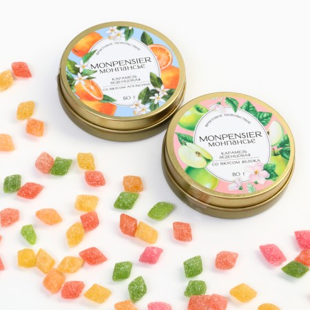 Montpansier set in a metal bank "Fruit pleasure", 2 pcs x 80 g