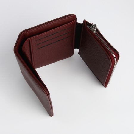 Women's wallet on a magnet, burgundy color-4