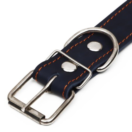 Leather collar on synthetic winterizer, dimensionless, 71 x 3.5 cm, Osh 29-62 cm, blue-3