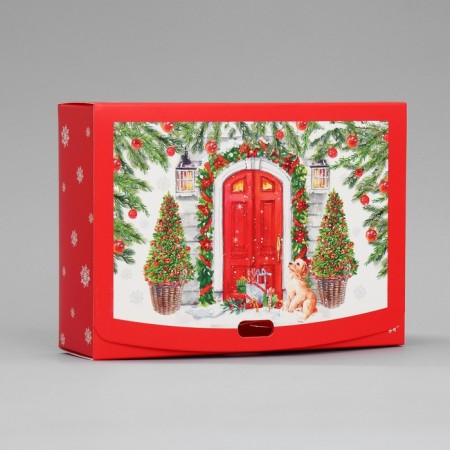 Gift Box "New Year's Watercolor", 16.5 x 12.5 x 5 cm, without tape, New Year-1