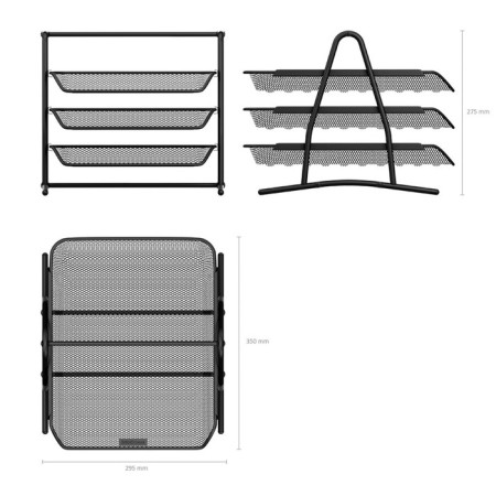 Paper tray horizontal 3-level Erich Krause Steel, assembly, metal mesh, black-1
