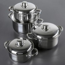 Gretta pan set, 4 items: 1.8 l, 2.5 l, 3.4 l, 4.5 l, metal covers, induction