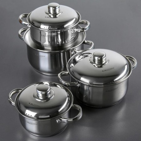 Gretta pan set, 4 items: 1.8 l, 2.5 l, 3.4 l, 4.5 l, metal covers, induction