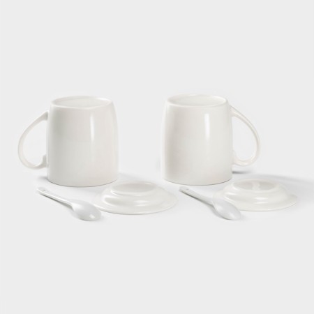 A set of ceramic mugs with spoons and stands "Lavender Bouquet", 2 items: 330 ml, Mix drawing-3
