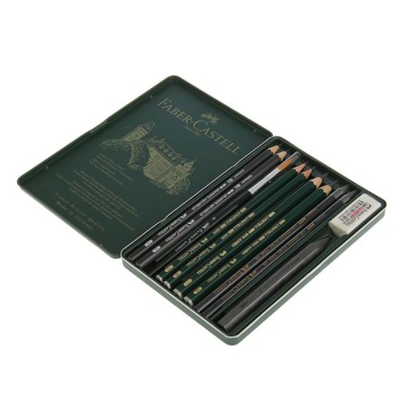 Artistic pencils (set) Faber-Castell Pitt Monochrome, 11 pieces, in a metal box-1