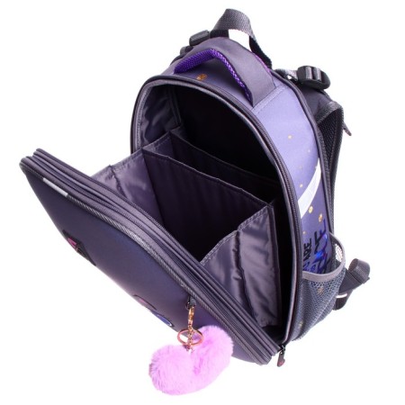 School backpack 38 x 30 x 16 cm, ergonomic back, Stavia "Cat Cosmos", Gray-8