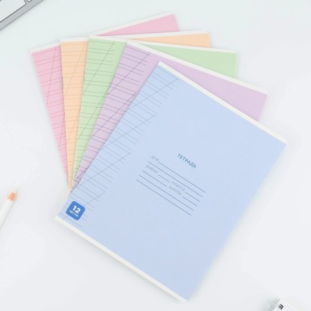 Notebook of 12 sheets in the slanting line “September 1: minimalism”, covered cardboard, block No. 1, 5 types of mix-1