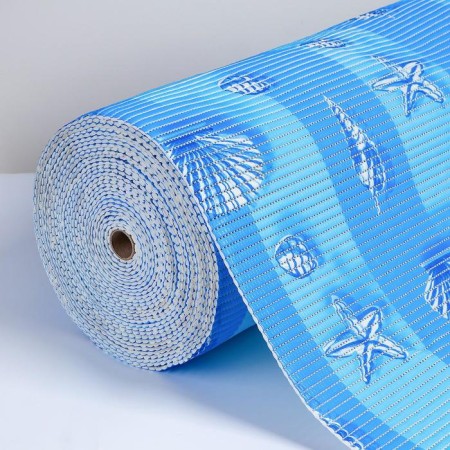 Bathroom mat "Surf", width 80 cm, roll 15 m, blue color