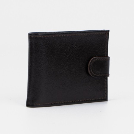 Male purse on the Textura button, for bills, for cards, for coins, brown color