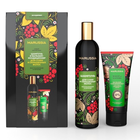 Gift set of Marussia "Restoration and Nutrition": shampoo 400 ml + balm 400 ml