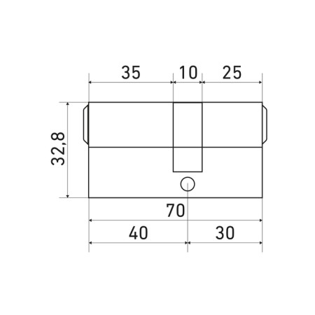 The cylinder mechanism standard Max, 70 mm (30x40), 5 keys, key/key, matte nickel-2