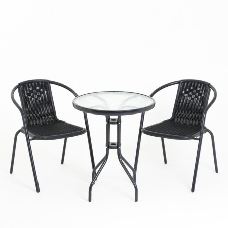 Set of garden furniture: table, 2 chairs, brown-1