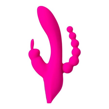 Triple vibroostimulator Jos Spanky, silicone, pink color, 21 cm-2