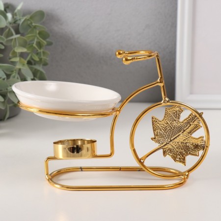 Aroma lamp metal, ceramics "Golden Bicycle with a sheet" 10x17.5x12 cm-3