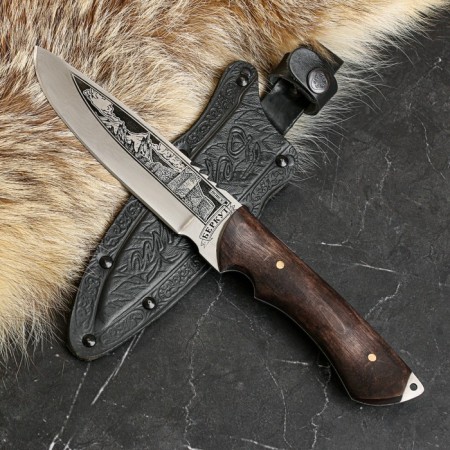 Caucasian knife, tourist "Golden Eagle" with scabbard, steel - 40x13, handle - nut, 14.5 cm-4