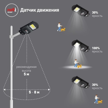 Console lamp era on a sunny battery with a motion sensor of theip65, 20W, 450lm, 5000k, black-13