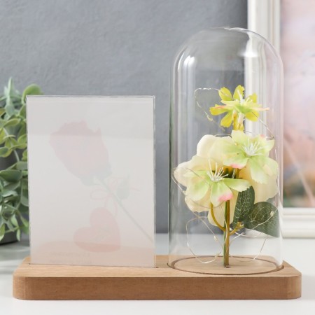 Photo frame 9x13 cm light "White rose in a flask" from batteries 2hlr1130 9.8x19.5x18 cm-4