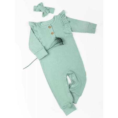Children's overalls with ruffles fashion, height 80 cm, green color-3