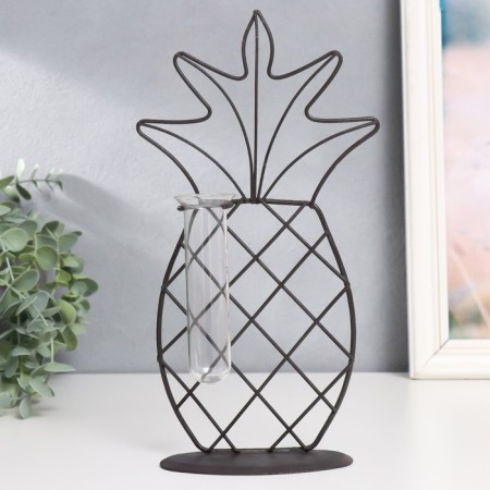 Decor metal, glass "Pineapp" black 15x5.5x25 cm