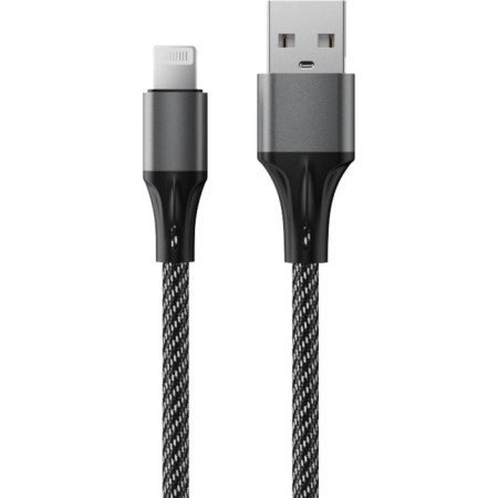 Cable Accesstyle AL24-F100M, Lightning-USB, 2.4A, fabric, fast charging, 1m, black-gray
