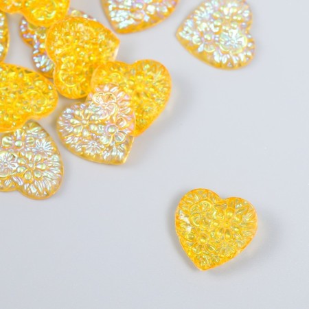 Decor for creativity Plastic "Heart" holography orange set 20 pcs 1.6x1.6 cm-1