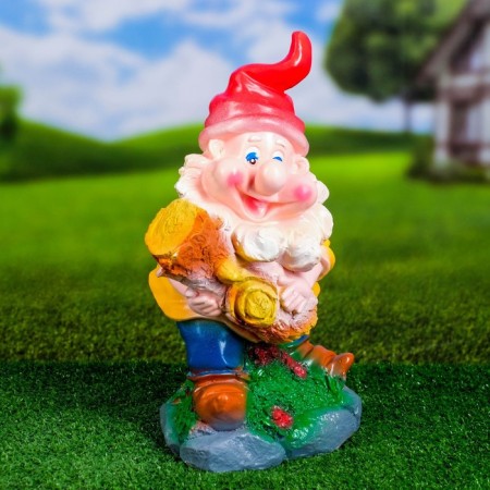 Garden figure "Dwarf with a log" 37x23x19cm