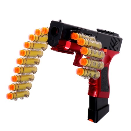 Glock pistol with tape supply of cartridges, works from the battery-7