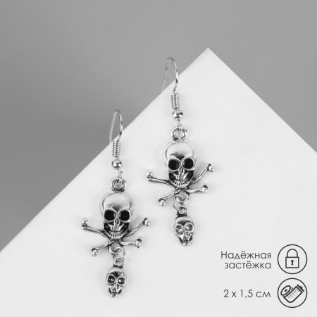 Earrings "Skeleton", color black silver