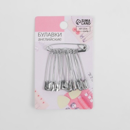 English pins, 37 mm, 10 pcs, silver color-3