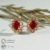 Earrings with rhinestones "Edel" oval in openwork, red color in gold
