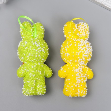 Decor Suspension "Puke -eyed bunnies - Sprinking, with a bow" set 2 pcs mix 12 cm-2