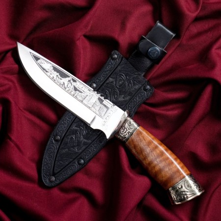 Caucasian knife, tourist "Golden Eagle" with scabbard, guard, steel - 40x13, 15 cm-3