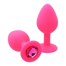 Anal traffic jam-hoods, with a crystal, without vibration, Soft silicone, 35 x 80 mm, pink