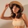 Women's hat with Minaku decor brown color, rr 56-58