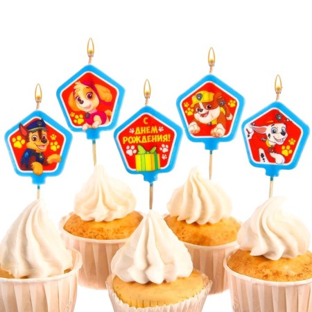 Candle for the cake "Happy Birthday!", 5 pieces, puppy patrol-2