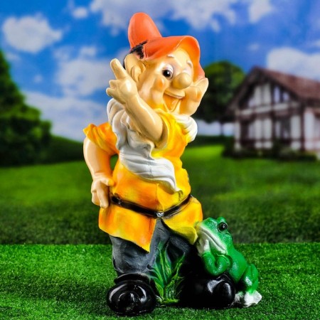 Garden figure "Dwarf with a frog" 20x27x50 cm